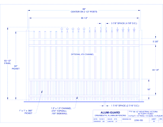 8' Industrial Orleans 60" Puppy Picket (I8V604S0-2-3)
