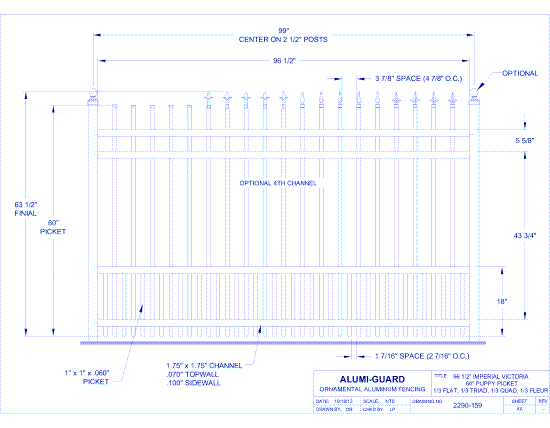 8' Imperial Orleans 60" Puppy Picket (IM8V604S0-2-3)