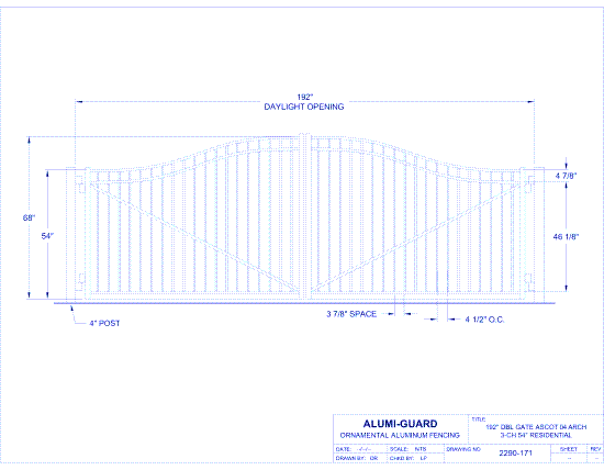 Double Gate Residential Newcastle 02 Arch 3-CH 60" (GT02D192RB603)