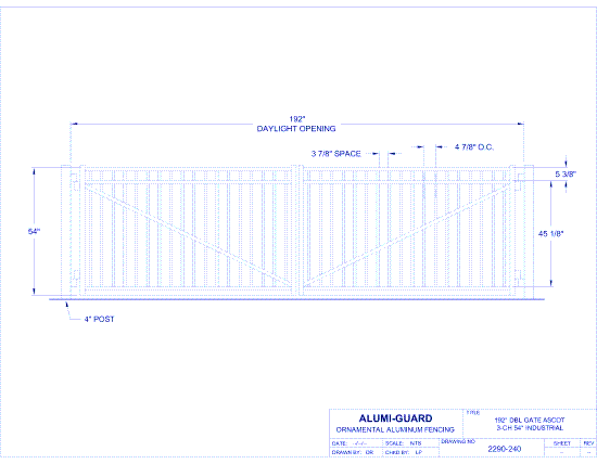 Double Gate Industrial Newcastle Staggered 04 Arch 3-CH 60" (GT04D192IH603)