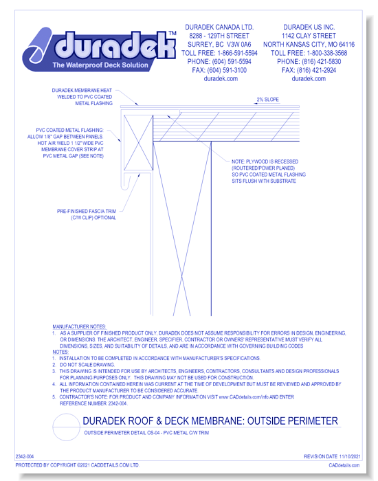 Outside Perimeter Detail OS-04 - PVC Metal C/W Trim