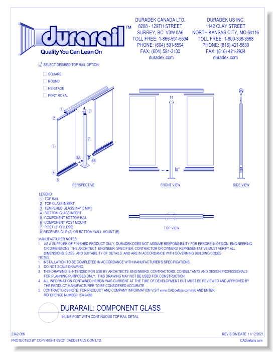 Component Glass Detail - v2 Inline Post with Continuous Top Rail