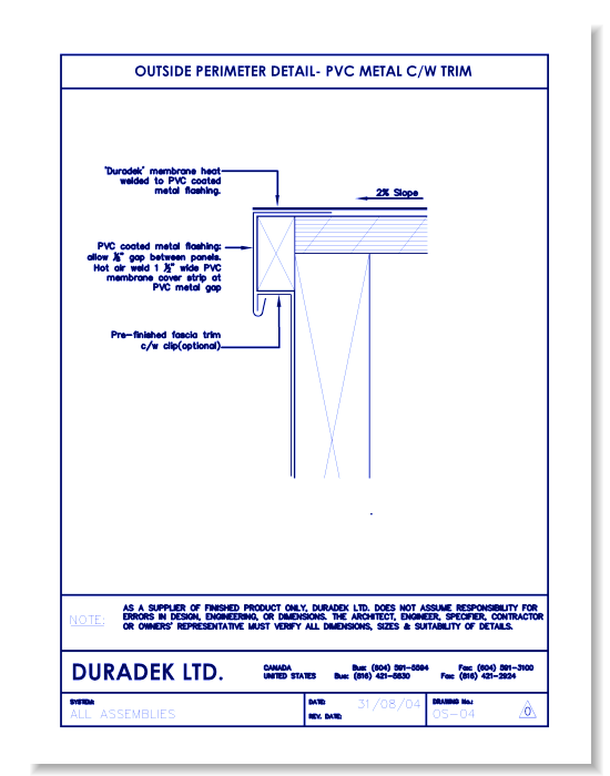 Outside Perimeter Detail OS-04 - PVC Metal C/W Trim