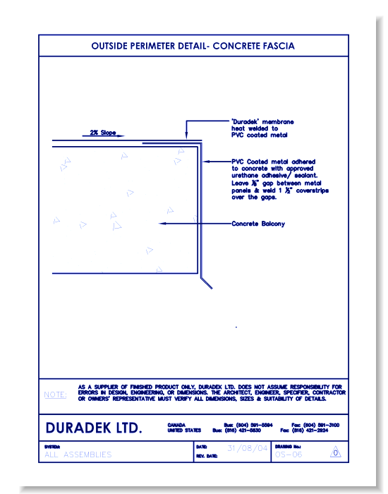 Outside Perimeter Detail OS-06 - Concrete Fascia