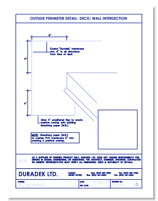 Outside Perimeter Detail OS-09 - Deck/Wall Intersection