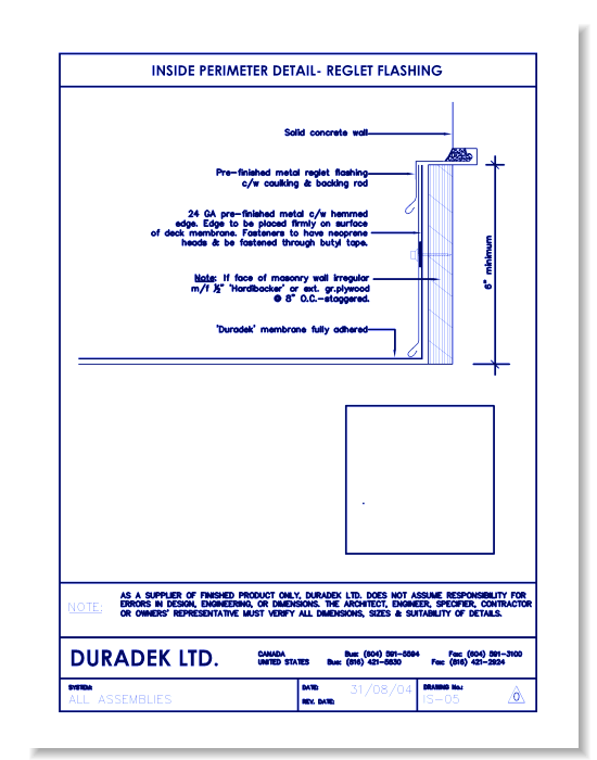 Inside Perimeter Detail IS-05 - Reglet Flashing