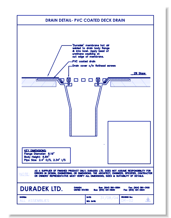 Drain Detail DR-02 - PVC Coated Deck Drain