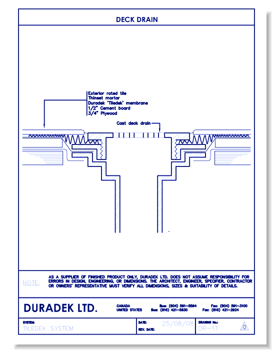 Tiledek Details Drawings: Deck Drain DR-1T
