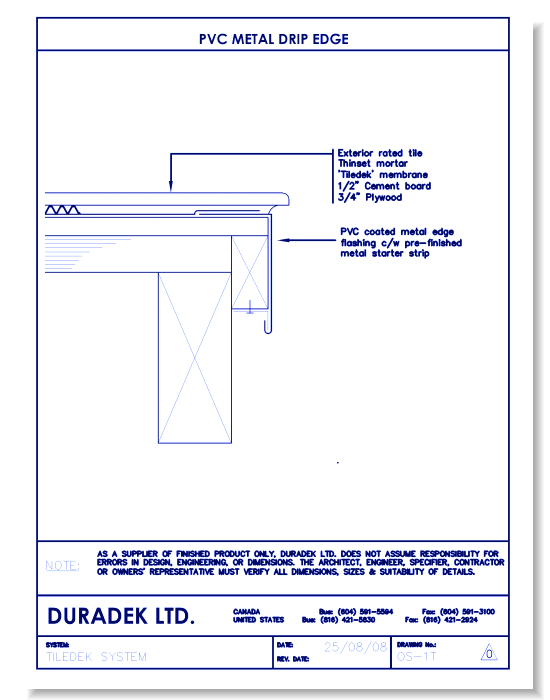 Tiledek Details Drawings: PVC Metal Drip Edge OS-1T