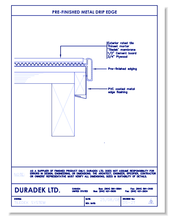 Tiledek Details Drawings: Pre-Finished Metal Drip Edge OS-2T