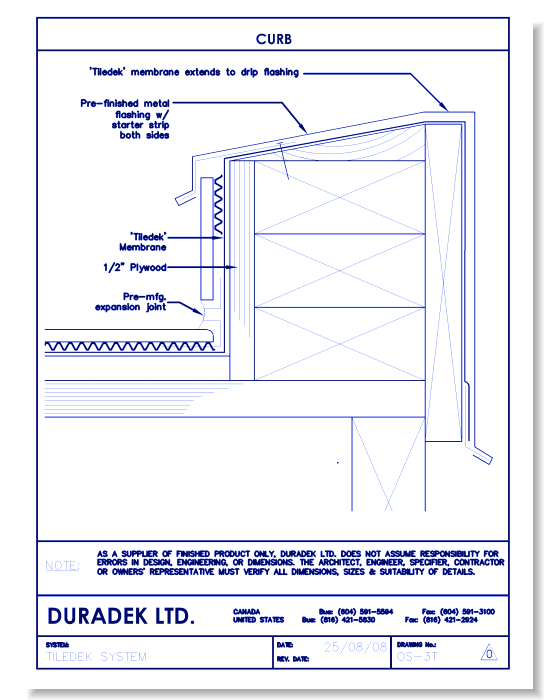 Tiledek Details Drawings:  Curb OS-3T