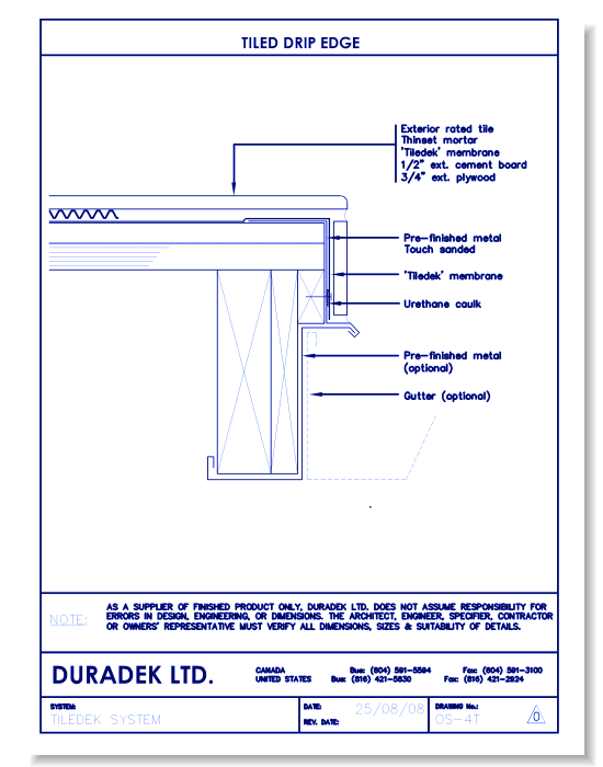 Tiledek Details Drawings: Tiled Drip Edge OS-4T