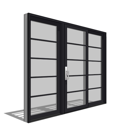 CAD Drawings BIM Models Pella Corporation Architect Series, Contemporary, Clad, Wood, Sliding Door, 3 Panel
