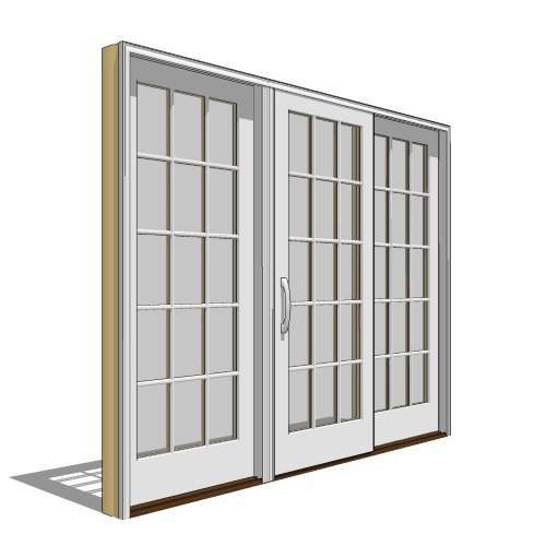 CAD Drawings BIM Models Pella Corporation Architect Series, Traditional, Clad, Wood, Sliding Door, 3 Panel