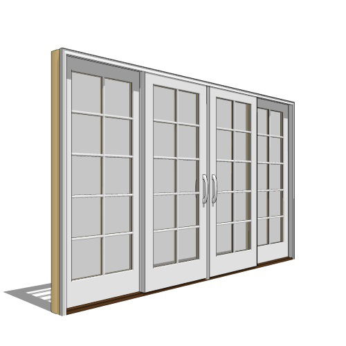 CAD Drawings BIM Models Pella Corporation Architect Series, Traditional, Clad, Wood, Sliding Door, 4 Panel