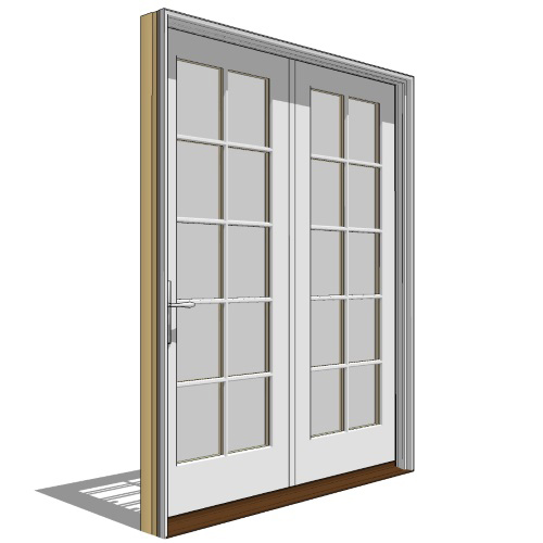 CAD Drawings BIM Models Pella Corporation Architect Series, Traditional, Clad, Wood, In-Swing Door, French Double, Fixed, Active Units