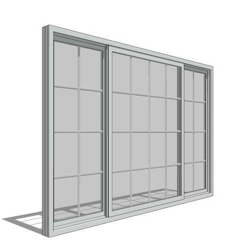 CAD Drawings BIM Models Pella Corporation Impervia Series Sliding Window, Vent Fixed Vent Operation, 1/4 