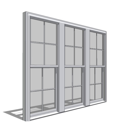 CAD Drawings BIM Models Pella Corporation 250 Series Double-Hung Window, Triple