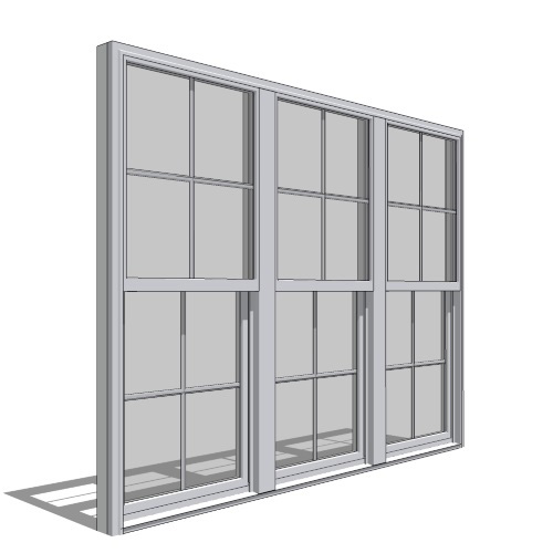 CAD Drawings BIM Models Pella Corporation 250 Series Single-Hung Window, Triple