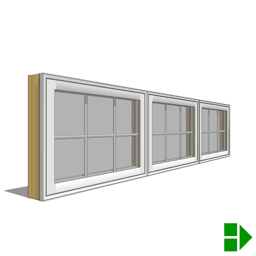 CAD Drawings BIM Models Pella Corporation Lifestyle Triple-Pane Series Awning Window, Multi-Wide