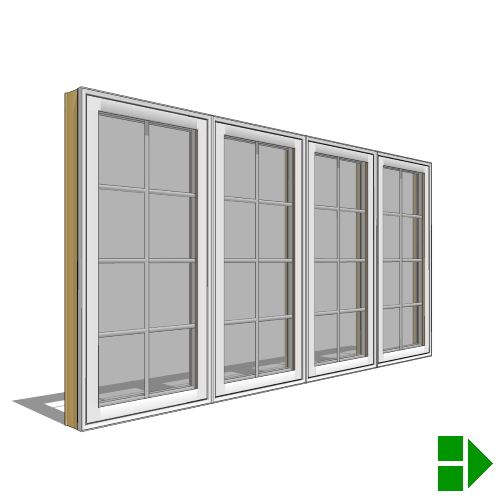 CAD Drawings BIM Models Pella Corporation Lifestyle Triple-Pane Series Casement Window, Multi-Wide