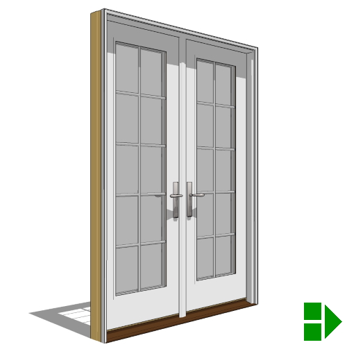 CAD Drawings BIM Models Pella Corporation Lifestyle Triple-Pane Series In-Swing Door, Double, Active-Inactive Units