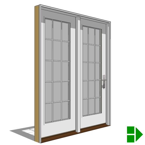 CAD Drawings BIM Models Pella Corporation Lifestyle Triple-Pane Series In-Swing Door, Double, Fixed-Active Units