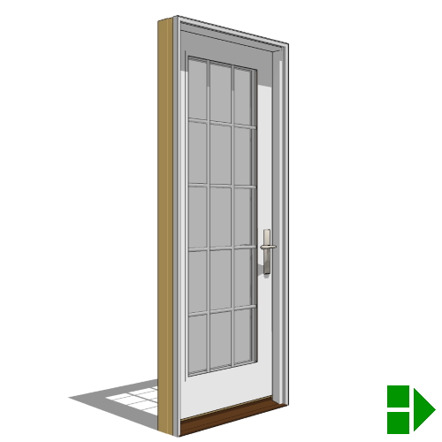 CAD Drawings BIM Models Pella Corporation Lifestyle Triple-Pane Series In-Swing Door, Single, Vent Units