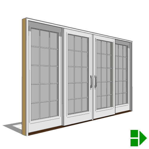 CAD Drawings BIM Models Pella Corporation Lifestyle Triple-Pane Series Sliding Door, 4 Panel