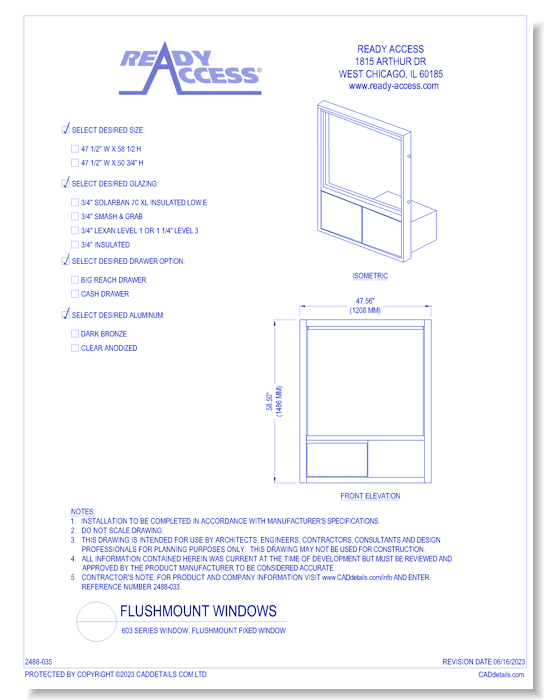 603 Series Window: Flushmount Fixed Window