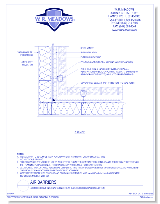 Air-Shield LGMF Internal Corner (Bem) (Exterior Brick Wall) (Insulation)