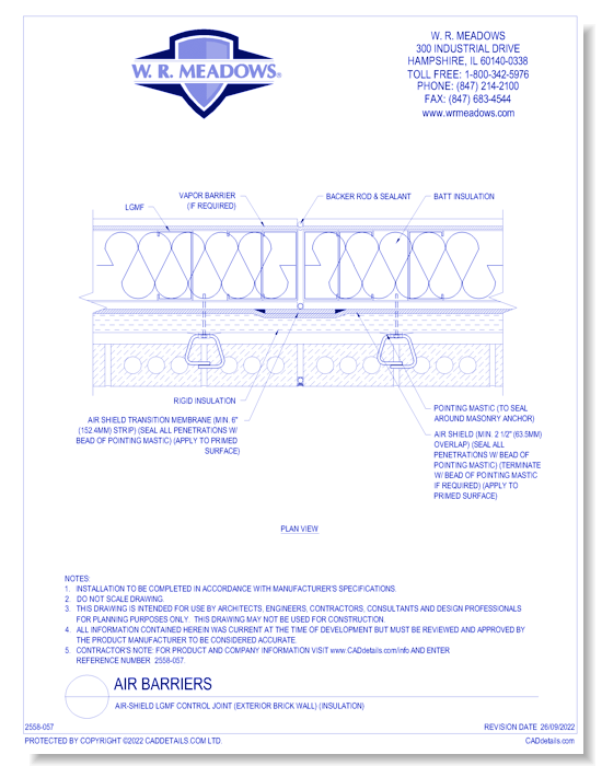 Air-Shield LGMF Control Joint (Exterior Brick Wall) (Insulation)