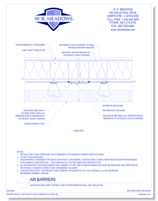 Air-Shield SMP LGMF Control Joint (Exterior Brick Wall) (No Insulation)