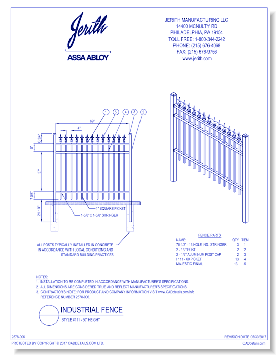 Industrial Fence Style 111 - 60 In. height