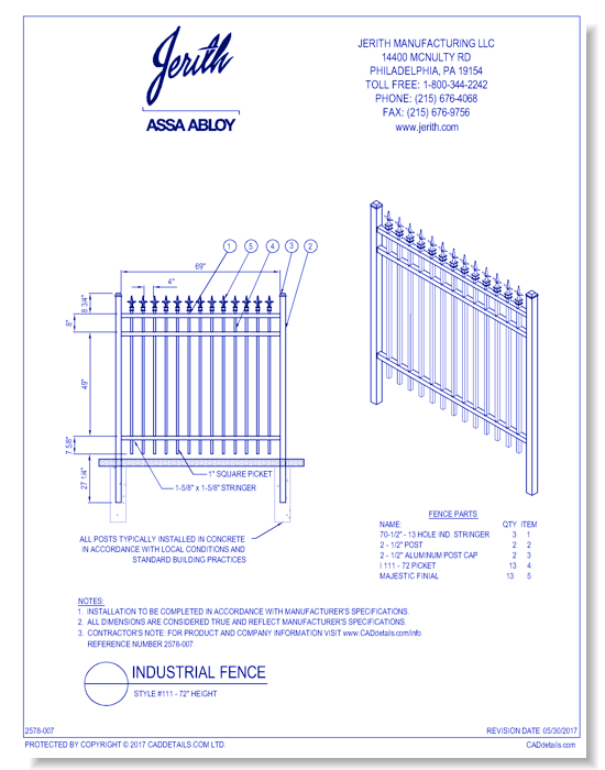Industrial Fence Style 111 - 72 In. height