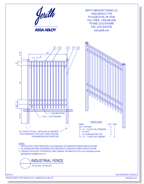Industrial Fence Style 202 - 96 In. height