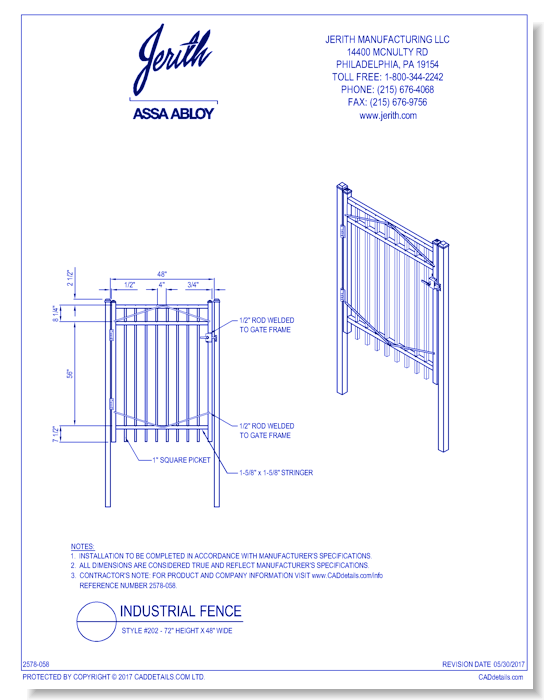Industrial Gate Style 202 - 72 In. H x 48 In. W