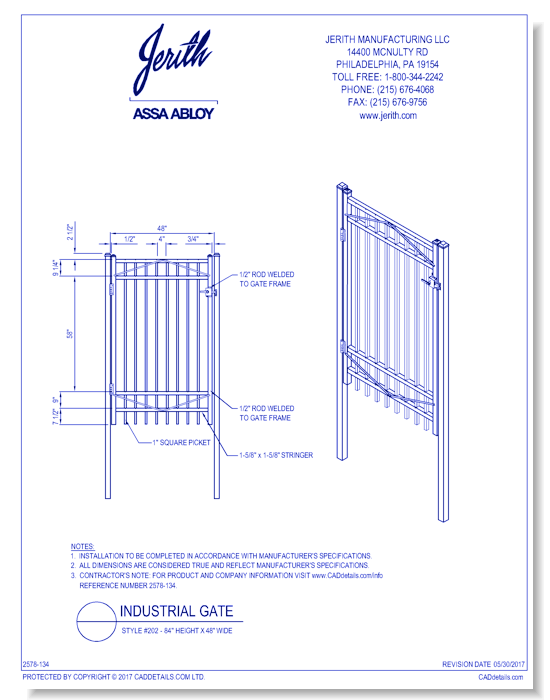Industrial Gate Style 202 - 84 In. H X 48 In. W