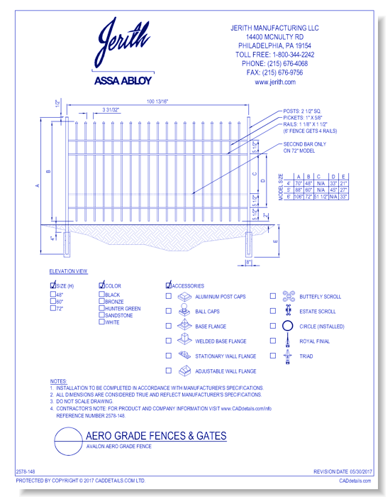 Avalon Aero Grade Fence - available in 48, 60, 72 Inch