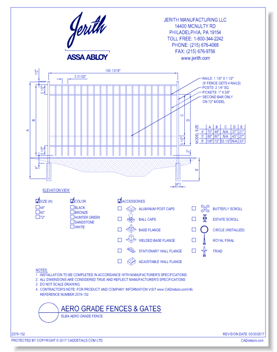 Elba Aero Grade Fence - Available in 48, 60, 72 Inch