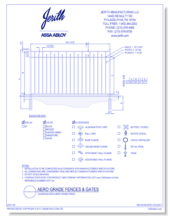 Guardian Doria Aero Grade Fence - 54 Inch