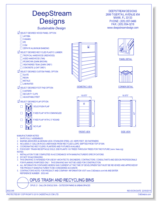 OPUS 21: Gallon Single Bin - Outdoor Parks & Urban Spaces