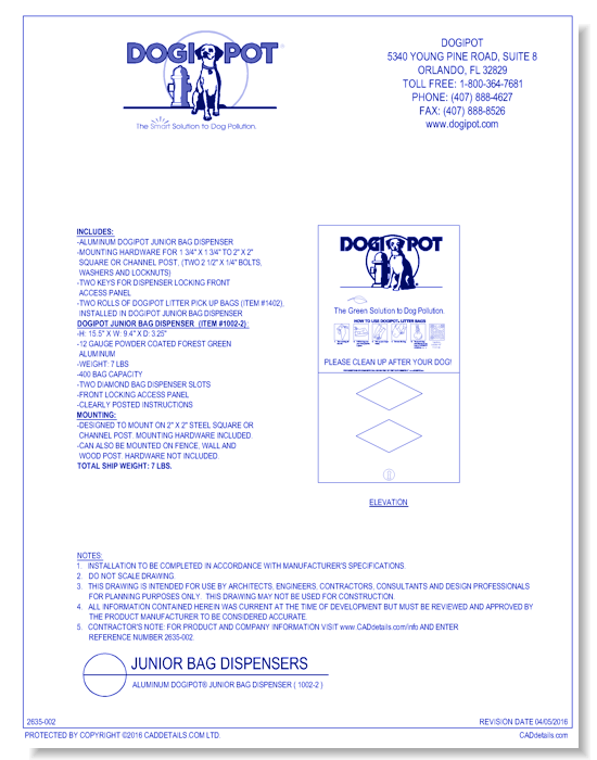 Aluminum DOGIPOT® Junior Bag Dispenser ( 1002-2 )