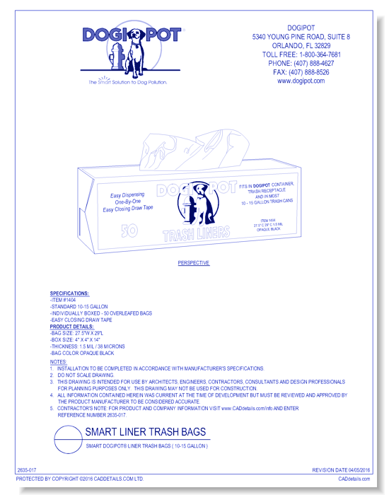 Smart DOGIPOT® Liner Trash Bags ( 10-15 Gallon ) 	