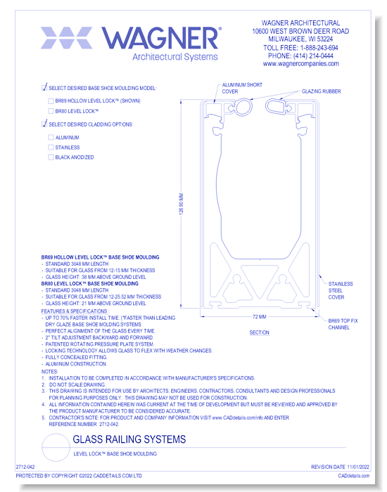 Glass Rail: Level Lock™ Base Shoe Moulding
