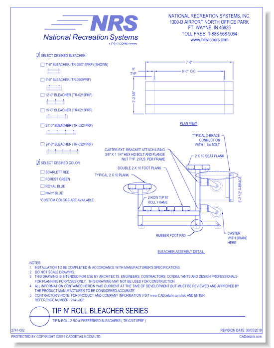 Tip N Roll 2 Row Preferred Bleachers ( TR-0207.5PRF )