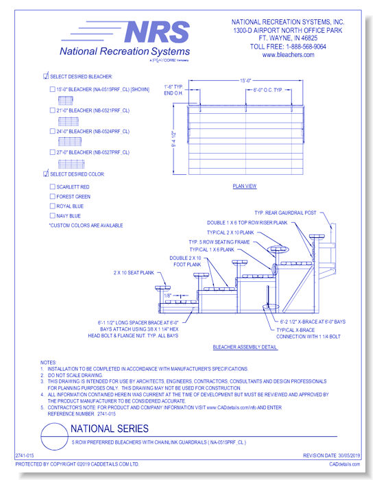 5 Row Preferred Bleachers With Chainlink Guardrails ( NA-0515PRF_CL )