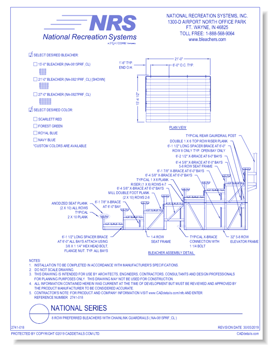 8 Row Preferred Bleachers With Chainlink Guardrails ( NA-0815PRF_CL )