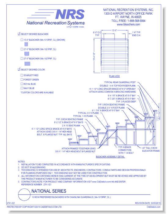 10 Row Preferred Bleachers With Chainlink Guardrails ( NA-1015PRF_CL )