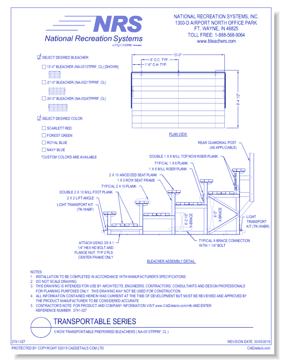 5 Row Transportable Preferred Bleachers ( NA-0515TPPRF_CL )